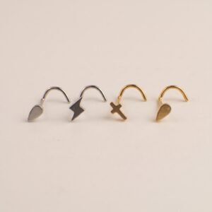 Pack Nostril Plata Flecha & Dorado Cruz Mini