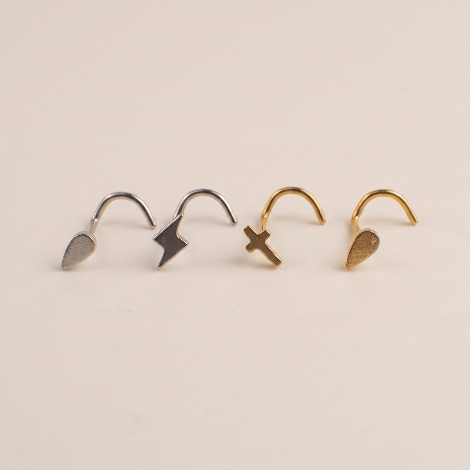 Pack Nostril Plata Flecha & Dorado Cruz Mini