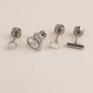 Combo Oreja Corazon Gema & Gema Iridiscente