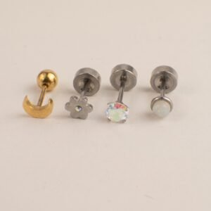 Combo Oreja Calavera Dorado & Gema Iridiscente