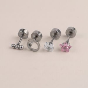 Combo Oreja Flor Estrella Rosa & Gema Princesa