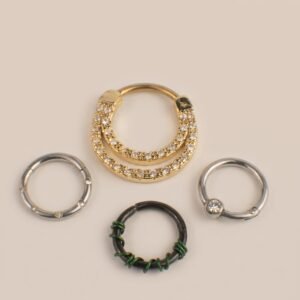 Combo Versatil Dorado Doble Pave & Gema Solitaria